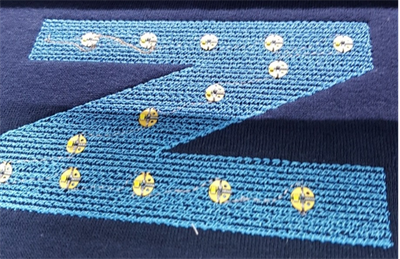 Robotic sewing of LED sequins